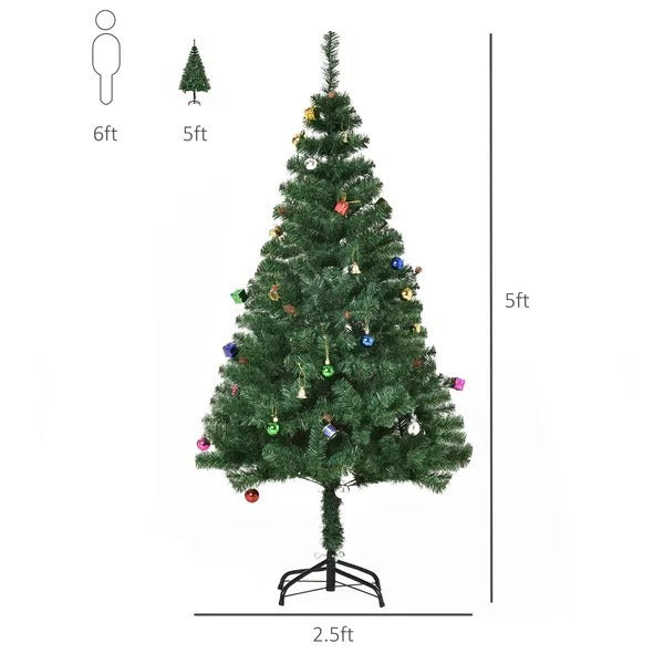 4.9ft Green Christmas Tree Artificial Xmas Holidays Party With Decoration Ornament