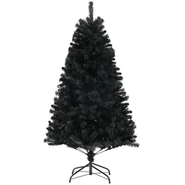 6ft Artificial Christmas Trees With Auto Open And Steel Base, Black